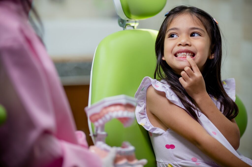 Little Asian girls teeth are healthy in the Dental office. Dental care, Dentist care.